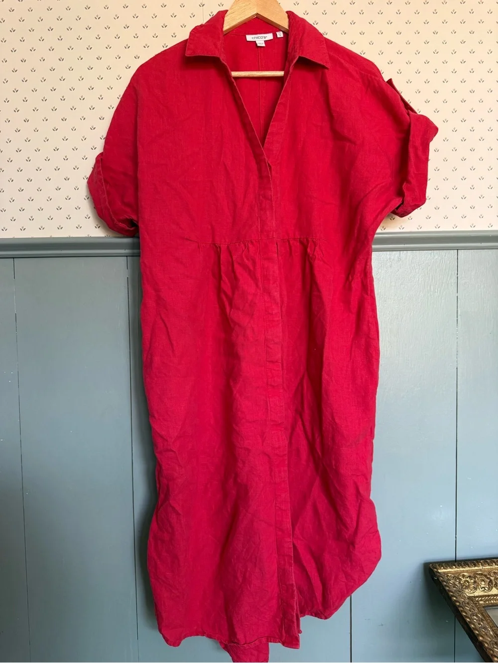 Chico's Bright Fuchsia Linen-Blend Shirt Cover-Up